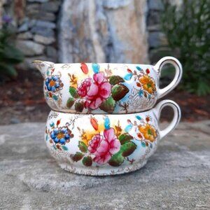 Stacking Creamer and Sugar James Kent 1940's Porcelain